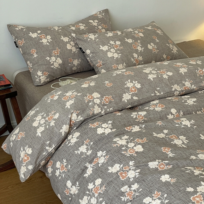 91家纺网 家纺一手货源 找家纺 仟网汇 2025新款高克重亚麻复古简单款四件套 山居