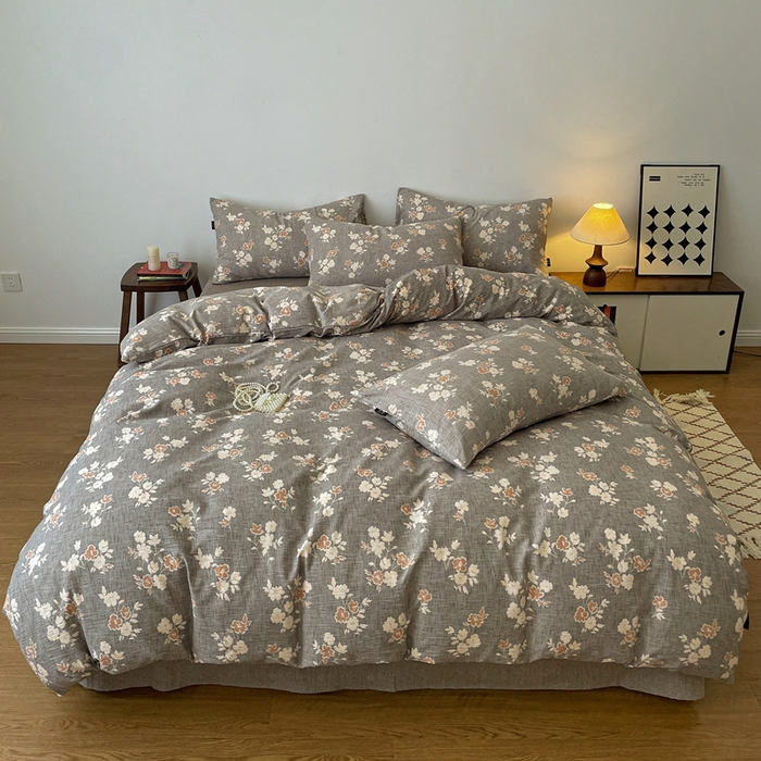 91家纺网 家纺一手货源 找家纺 仟网汇 2025新款高克重亚麻复古简单款四件套 山居