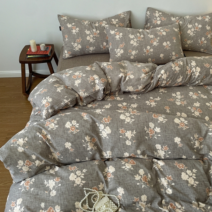 91家纺网 家纺一手货源 找家纺 仟网汇 2025新款高克重亚麻复古简单款四件套 山居