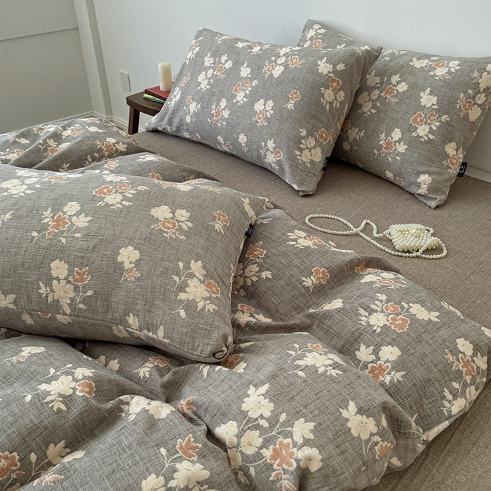 91家纺网 家纺一手货源 找家纺 仟网汇 2025新款高克重亚麻复古简单款四件套 山居