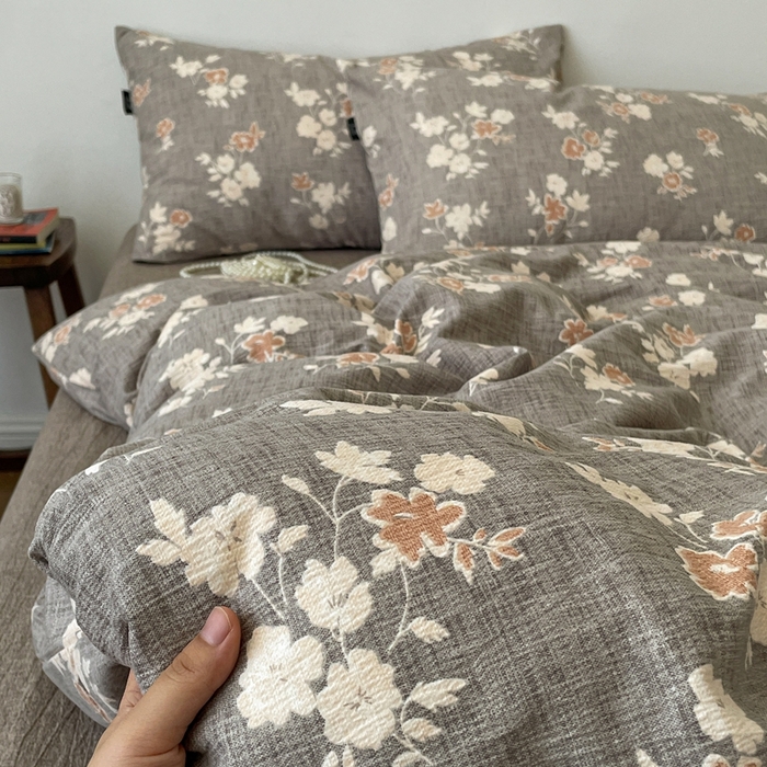 91家纺网 家纺一手货源 找家纺 仟网汇 2025新款高克重亚麻复古简单款四件套 山居