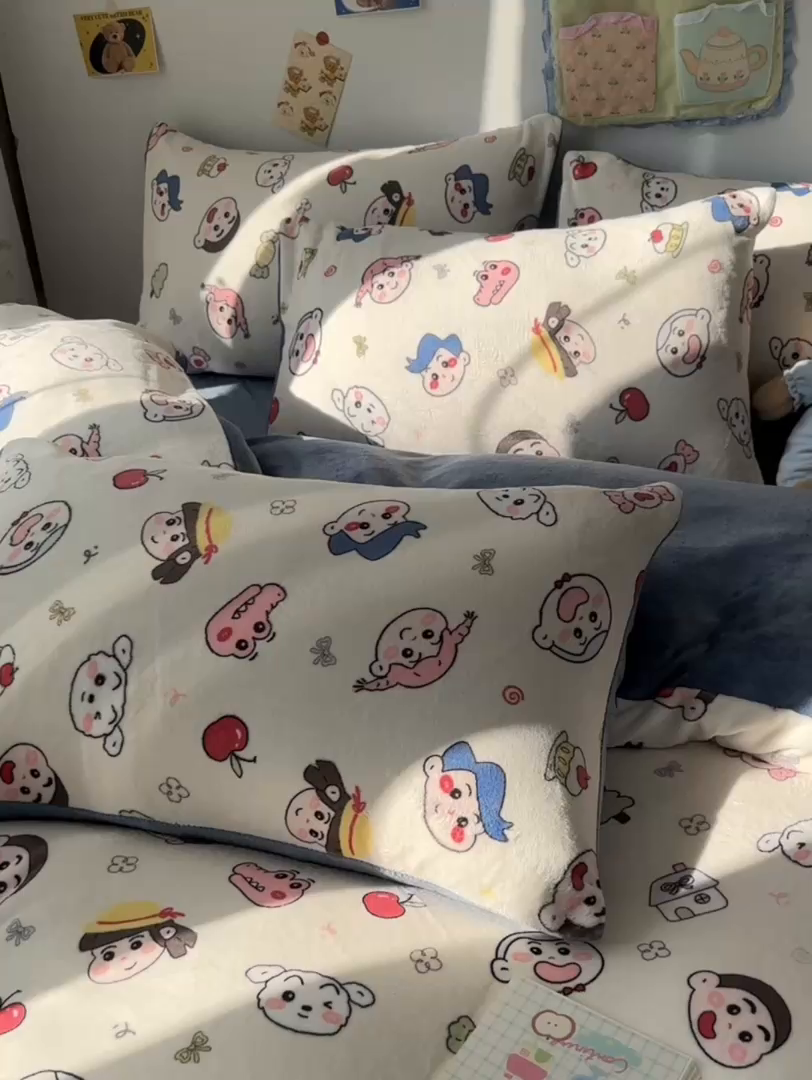 91家纺网 家纺一手货源 找家纺 韩巢家纺 2025新款高克重牛奶绒四件套冬季绒床品被套床单三件套 小小新