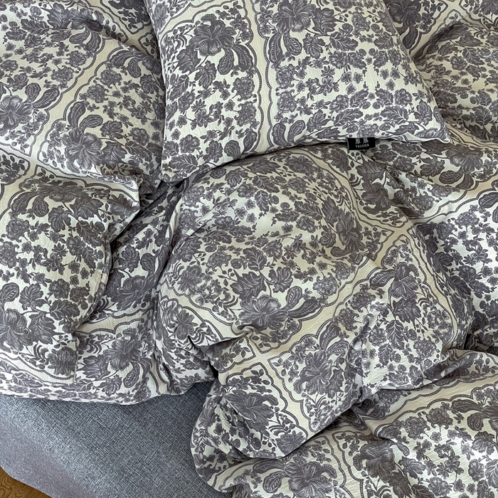 91家纺网 家纺一手货源 找家纺 仟网汇 2025新款高克重亚麻复古简单款四件套 万象碧螺