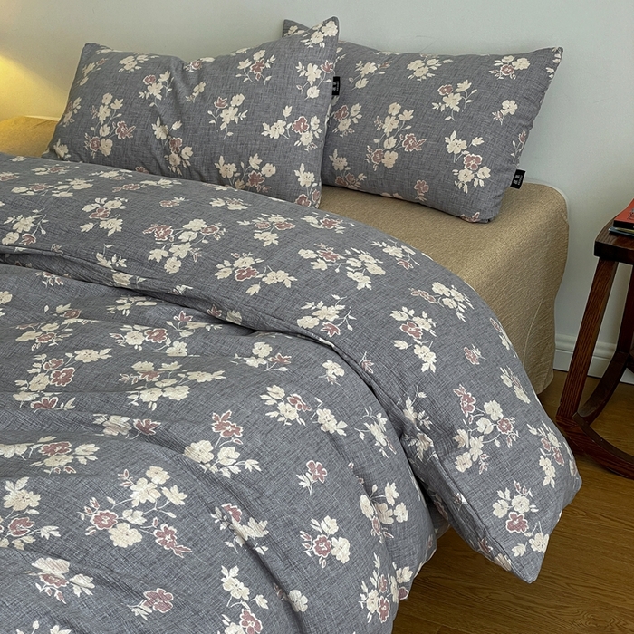 91家纺网 家纺一手货源 找家纺 仟网汇 2025新款高克重亚麻复古简单款四件套 夕颜