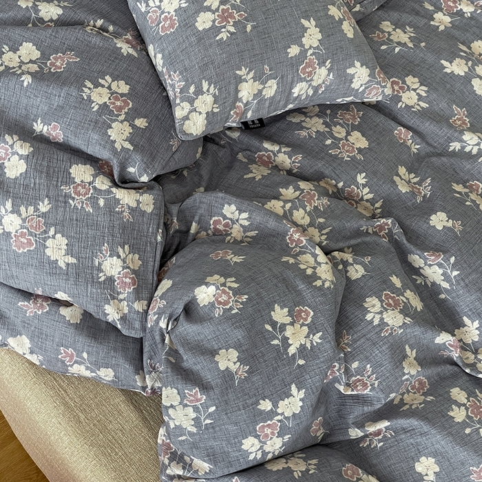 91家纺网 家纺一手货源 找家纺 仟网汇 2025新款高克重亚麻复古简单款四件套 夕颜