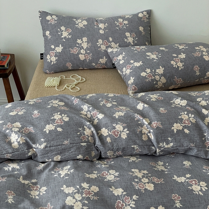 91家纺网 家纺一手货源 找家纺 仟网汇 2025新款高克重亚麻复古简单款四件套 夕颜