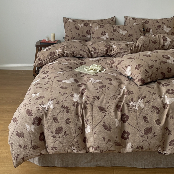 91家纺网 家纺一手货源 找家纺 仟网汇 2025新款高克重亚麻复古简单款四件套 晓梦