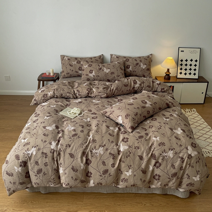 91家纺网 家纺一手货源 找家纺 仟网汇 2025新款高克重亚麻复古简单款四件套 晓梦