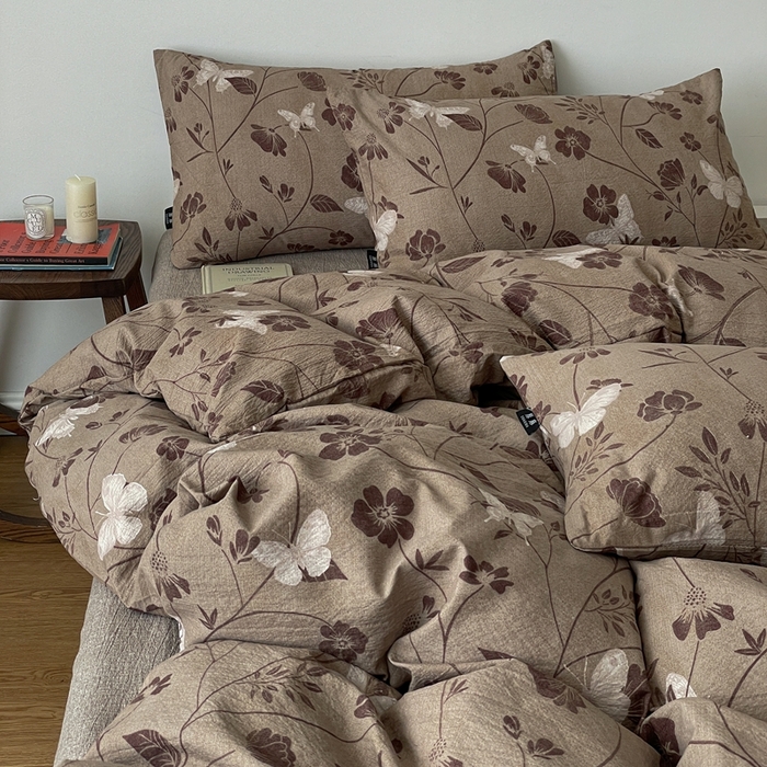 91家纺网 家纺一手货源 找家纺 仟网汇 2025新款高克重亚麻复古简单款四件套 晓梦