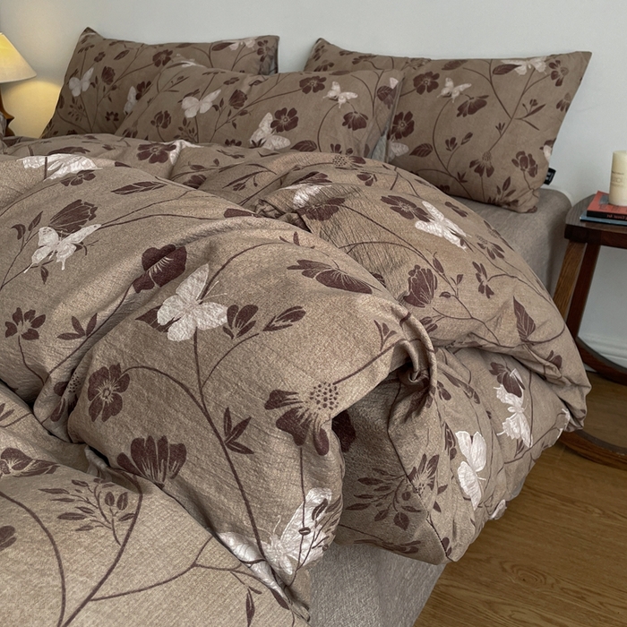 91家纺网 家纺一手货源 找家纺 仟网汇 2025新款高克重亚麻复古简单款四件套 晓梦