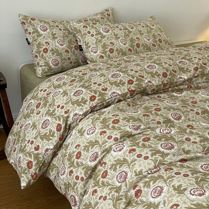 91家纺网 家纺一手货源 找家纺 仟网汇 2025新款高克重亚麻复古简单款四件套 夜莺之歌