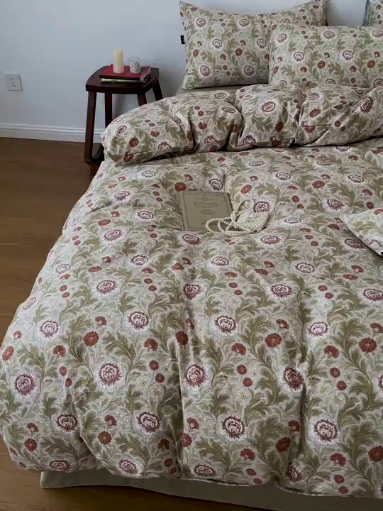 91家纺网 家纺一手货源 找家纺 仟网汇 2025新款高克重亚麻复古简单款四件套 夜莺之歌