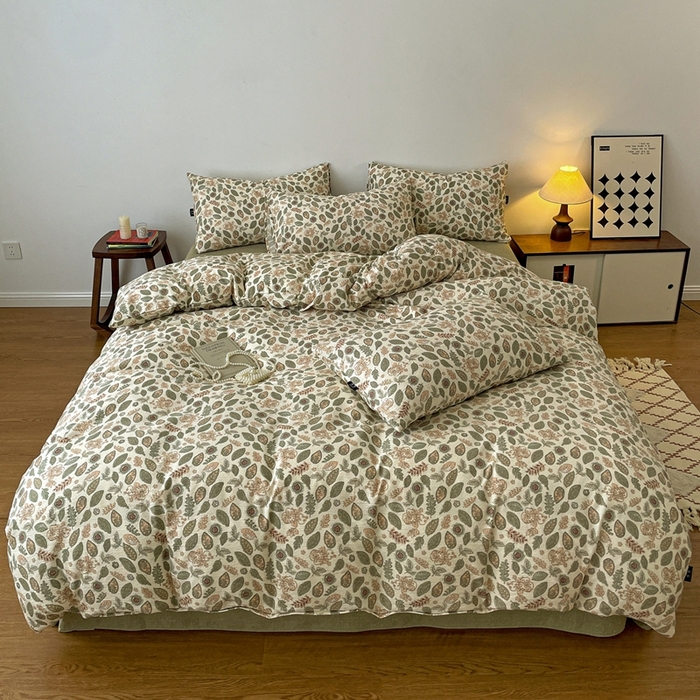 91家纺网 家纺一手货源 找家纺 仟网汇 2025新款高克重亚麻复古简单款四件套 伊芙琳