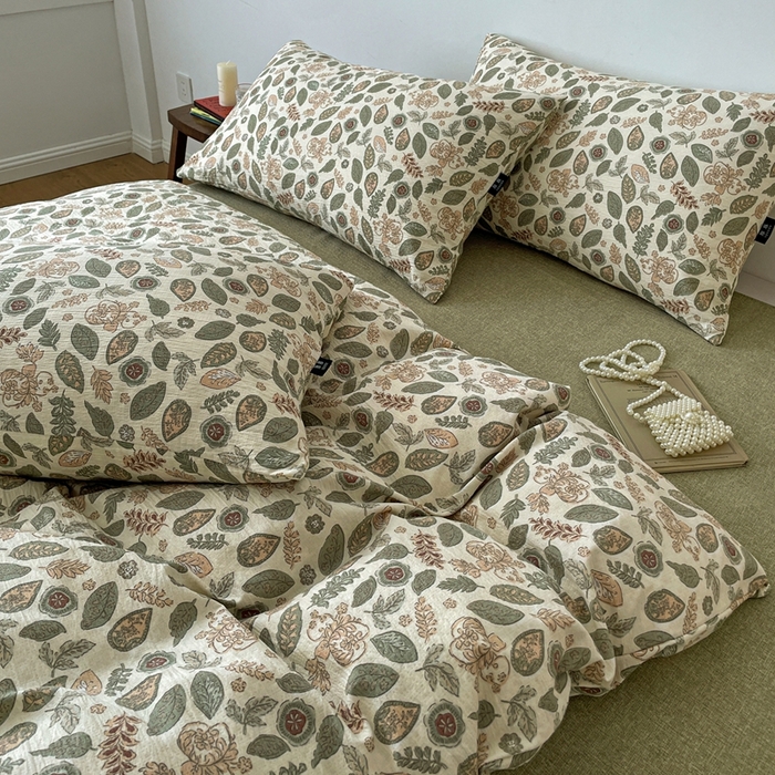 91家纺网 家纺一手货源 找家纺 仟网汇 2025新款高克重亚麻复古简单款四件套 伊芙琳