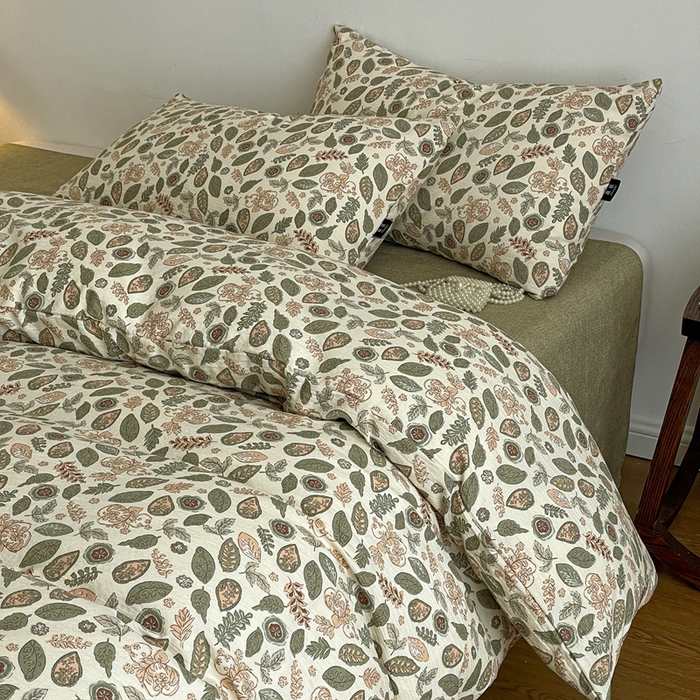 91家纺网 家纺一手货源 找家纺 仟网汇 2025新款高克重亚麻复古简单款四件套 伊芙琳