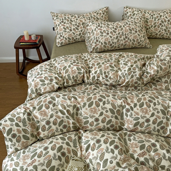 91家纺网 家纺一手货源 找家纺 仟网汇 2025新款高克重亚麻复古简单款四件套 伊芙琳