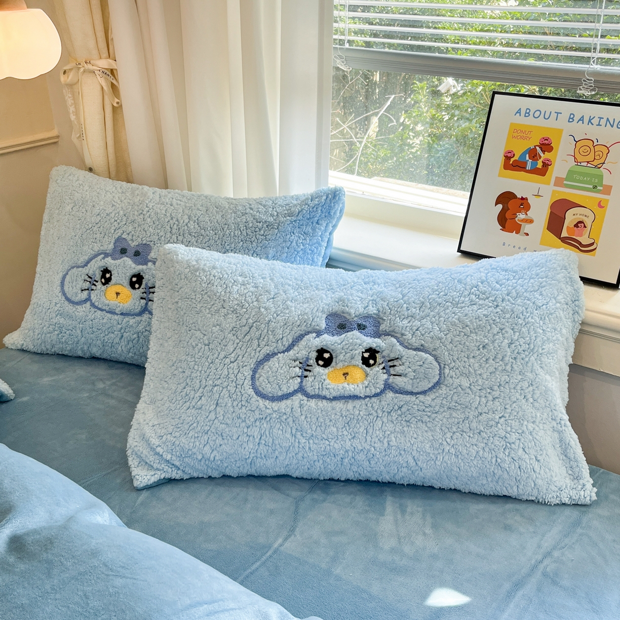 91家纺网 家纺一手货源 找家纺 乐坊 2025新款大阪羊羔绒牛奶绒卡通四件套冬季加厚保暖 大耳鼠狗-蓝