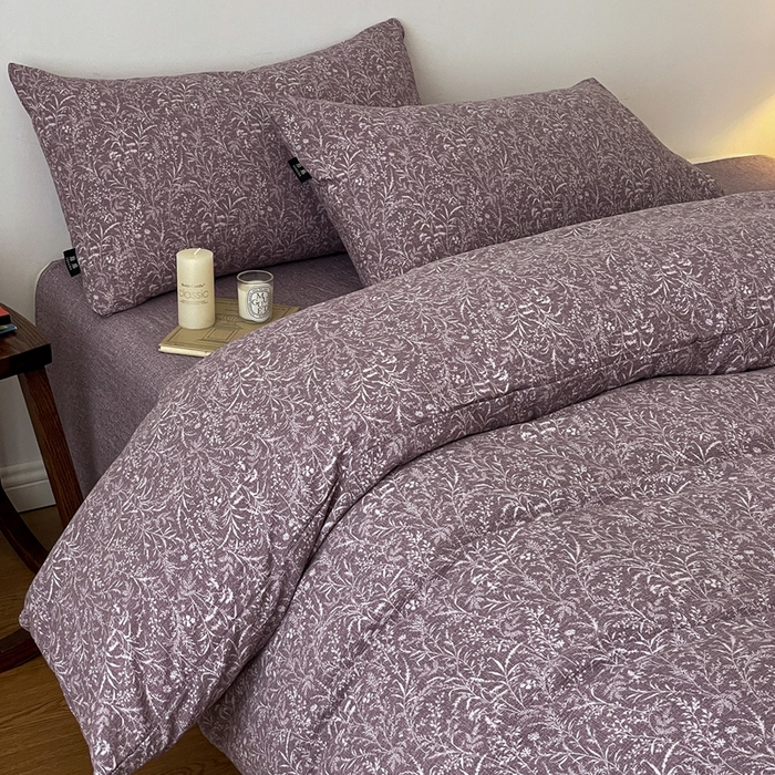 91家纺网 家纺一手货源 找家纺 仟网汇 2025新款高克重亚麻复古简单款四件套 鸢尾紫