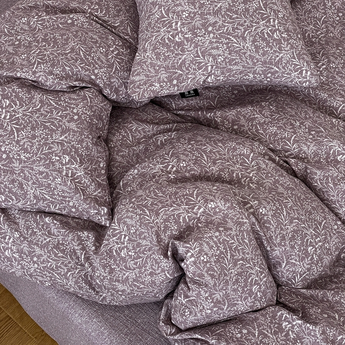 91家纺网 家纺一手货源 找家纺 仟网汇 2025新款高克重亚麻复古简单款四件套 鸢尾紫