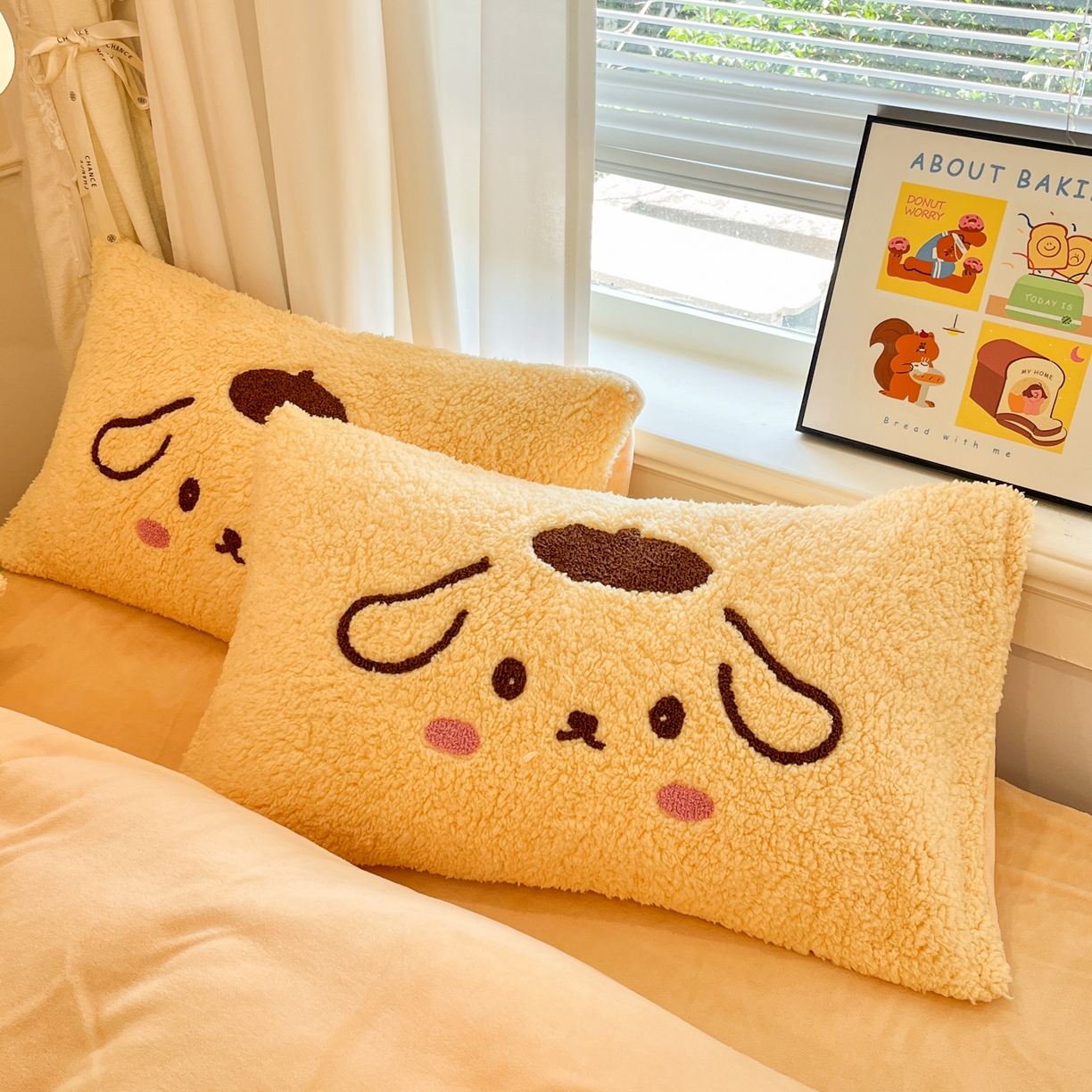 91家纺网 家纺一手货源 找家纺 乐坊 2025新款大阪羊羔绒牛奶绒卡通四件套冬季加厚保暖 晚安狗-黄