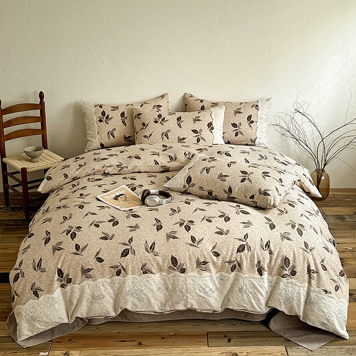 91家纺网 家纺一手货源 找家纺 （总）仟网汇 2025新款亚麻复古花边系列四件套