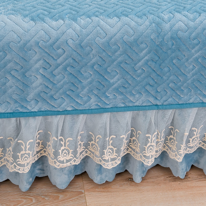 91家纺网 家纺一手货源 找家纺 （总）畅畅家纺 2025新款11斤秋冬加厚纯色韩版牛奶绒夹棉床盖四件套-倾城