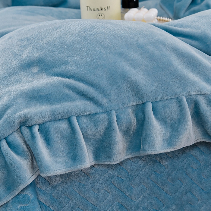 91家纺网 家纺一手货源 找家纺 （总）畅畅家纺 2025新款11斤秋冬加厚纯色韩版牛奶绒夹棉床盖四件套-倾城