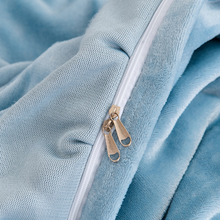 91家纺网 家纺一手货源 找家纺 畅畅家纺 2025新款11斤秋冬加厚纯色韩版牛奶绒夹棉床盖四件套-倾城 倾城-海蓝