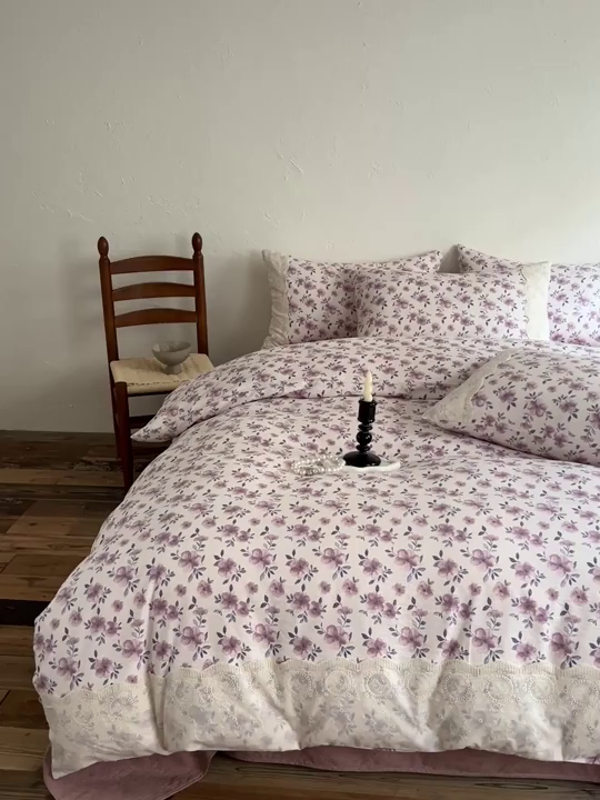 91家纺网 家纺一手货源 找家纺 仟网汇 2025新款亚麻复古花边系列四件套 幻城