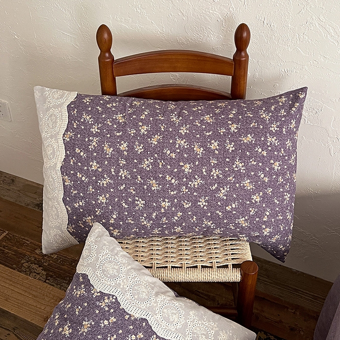 91家纺网 家纺一手货源 找家纺 仟网汇 2025新款亚麻复古花边系列四件套 茉莉-紫