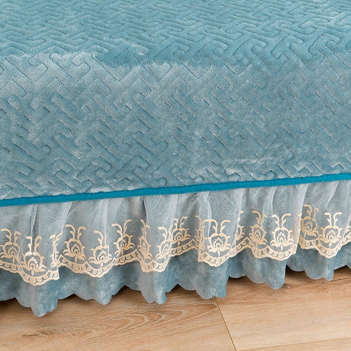 91家纺网 家纺一手货源 找家纺 畅畅家纺 2025新款11斤秋冬加厚纯色韩版牛奶绒夹棉床盖四件套-倾城 倾城-雾蓝