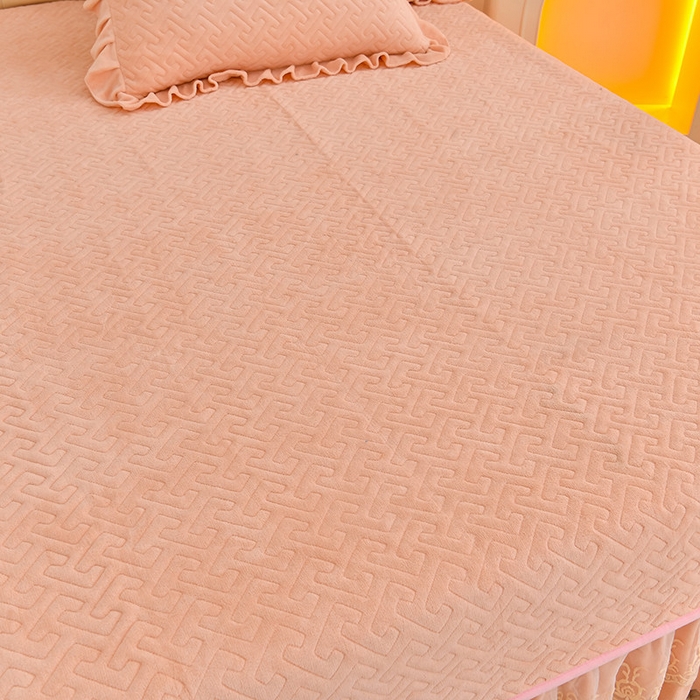 91家纺网 家纺一手货源 找家纺 畅畅家纺 2025新款11斤秋冬加厚纯色韩版牛奶绒夹棉床盖四件套-倾城 倾城-玉