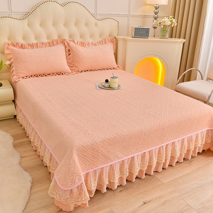 91家纺网 家纺一手货源 找家纺 畅畅家纺 2025新款11斤秋冬加厚纯色韩版牛奶绒夹棉床盖四件套-倾城 倾城-玉