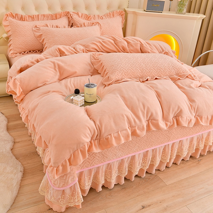 91家纺网 家纺一手货源 找家纺 畅畅家纺 2025新款11斤秋冬加厚纯色韩版牛奶绒夹棉床盖四件套-倾城 倾城-玉