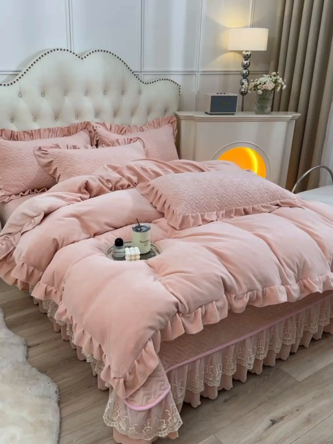 91家纺网 家纺一手货源 找家纺 畅畅家纺 2025新款11斤秋冬加厚纯色韩版牛奶绒夹棉床盖四件套-倾城 倾城-玉