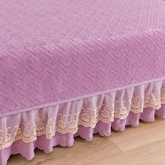 91家纺网 家纺一手货源 找家纺 畅畅家纺 2025新款11斤秋冬加厚纯色韩版牛奶绒夹棉床盖四件套-倾城 倾城-紫