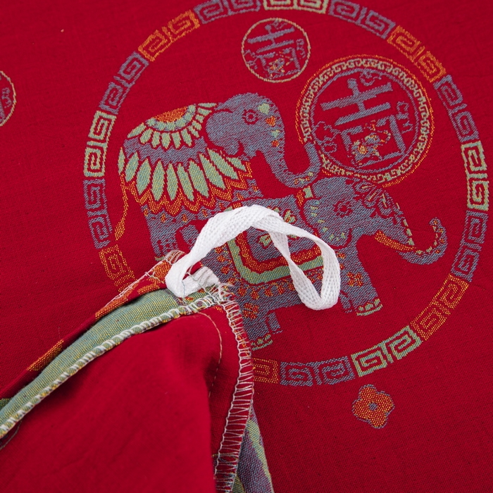 91家纺网 家纺一手货源 找家纺 鲁爱 2025新款大版色织提花全棉双层纱四件套 吉祥如意-红