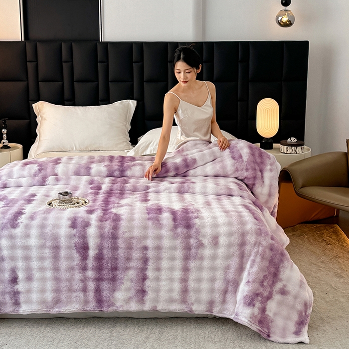 91家纺网 家纺一手货源 找家纺 （总）安琪家纺 2025新款300G炫彩水墨画仿兔毛绒大泡泡绒印花法兰绒毛毯大理石纹休闲毯沙发盖毯跨境外贸出口专供