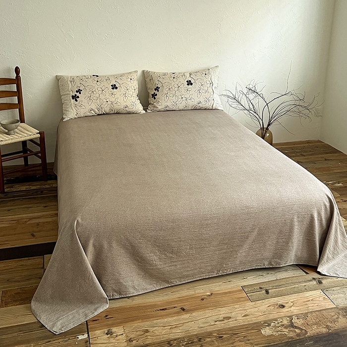 91家纺网 家纺一手货源 找家纺 仟网汇 2025新款亚麻复古花边系列四件套 约定-咖