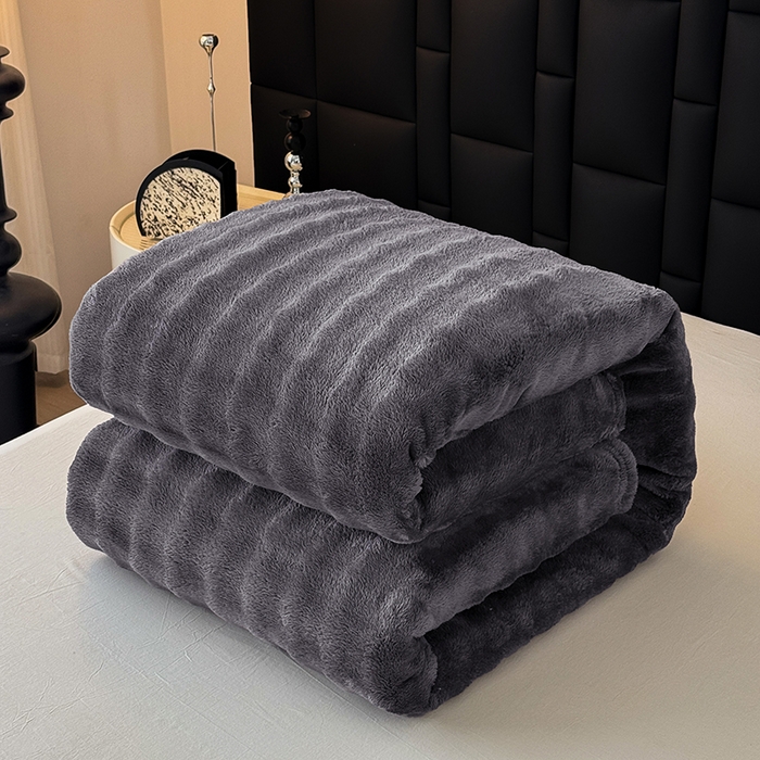 91家纺网 家纺一手货源 找家纺 安琪家纺 2025新款300G炫彩水墨画仿兔毛绒大泡泡绒印花法兰绒毛毯大理石纹休闲毯沙发盖毯跨境外贸出口专供 泡泡纯色-深灰