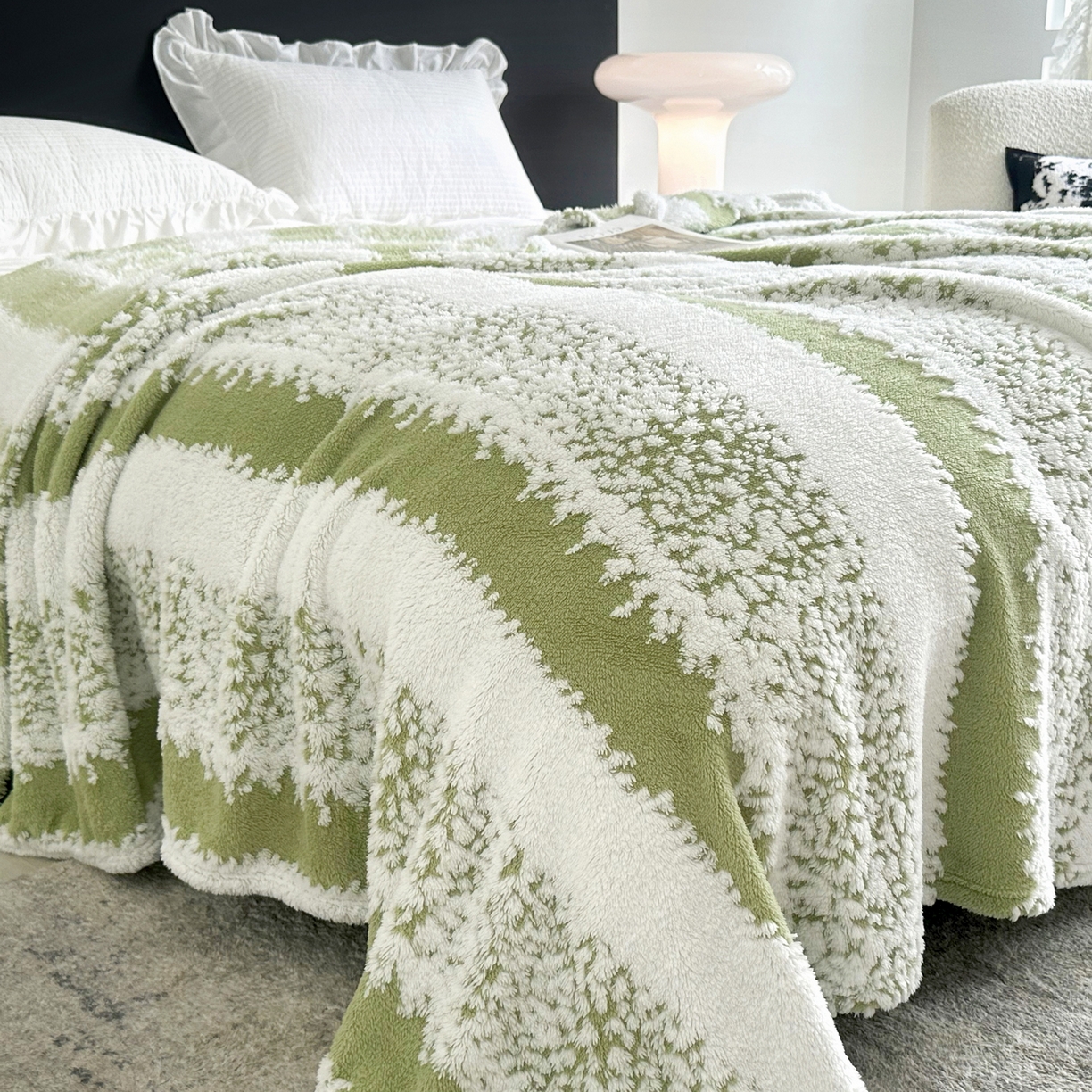 91家纺网 家纺一手货源 找家纺 畅畅家纺 2025新款超柔阳离子塔芙绒舒棉绒毛毯春秋夏盖毯 塔芙-清绿