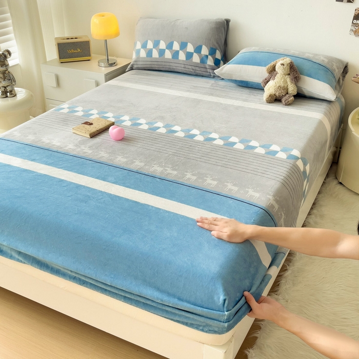 91家纺网 家纺一手货源 找家纺 （总）艾橙家纺 2025秋冬新款高克重牛奶绒印花床笠单品床笠床笠单件