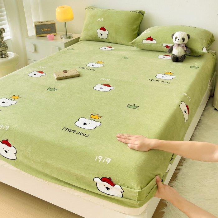 91家纺网 家纺一手货源 找家纺 （总）艾橙家纺 2025秋冬新款高克重牛奶绒印花床笠单品床笠床笠单件