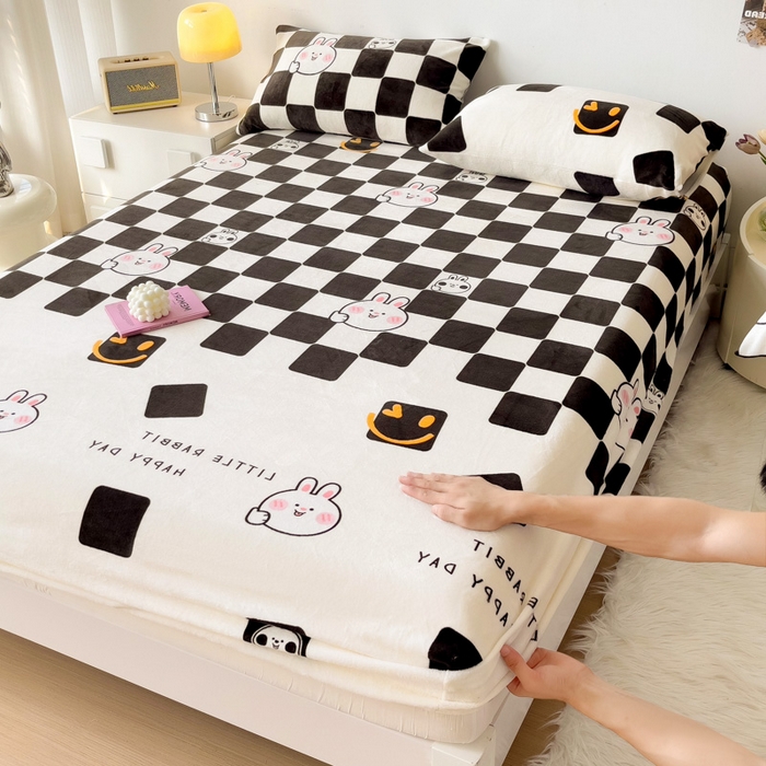 91家纺网 家纺一手货源 找家纺 （总）艾橙家纺 2025秋冬新款高克重牛奶绒印花床笠单品床笠床笠单件