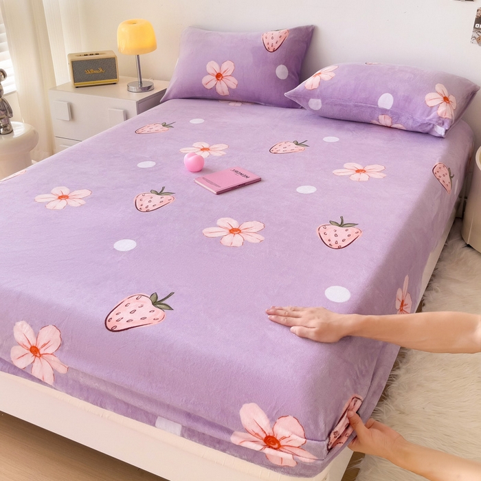 91家纺网 家纺一手货源 找家纺 （总）艾橙家纺 2025秋冬新款高克重牛奶绒印花床笠单品床笠床笠单件