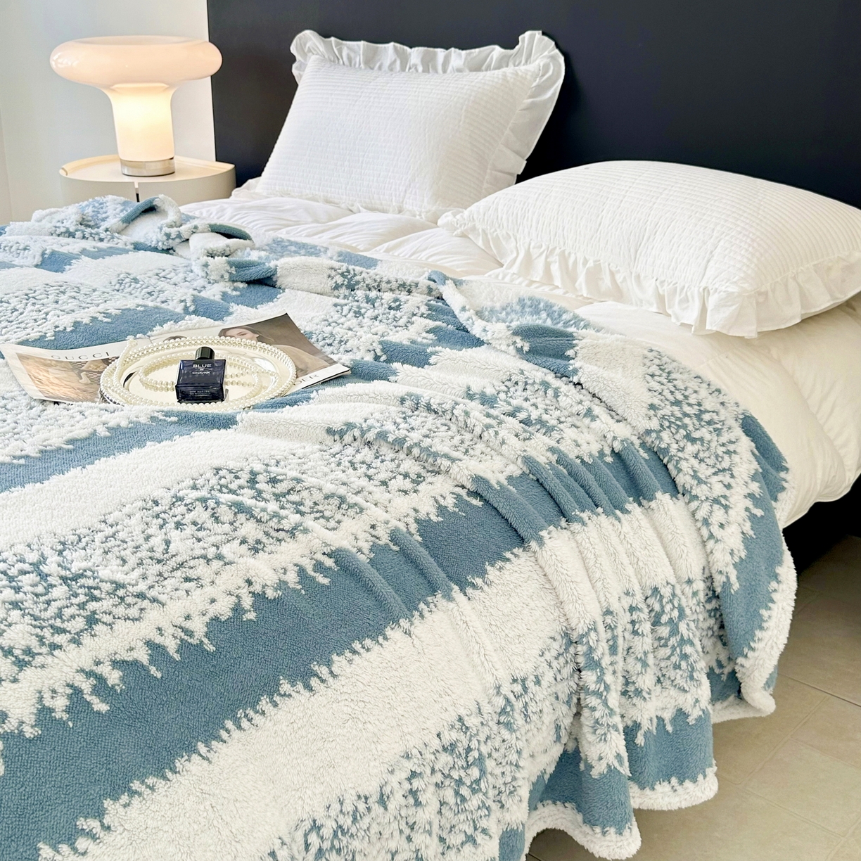 91家纺网 家纺一手货源 找家纺 畅畅家纺 2025新款超柔阳离子塔芙绒舒棉绒毛毯春秋夏盖毯 塔芙-幽蓝
