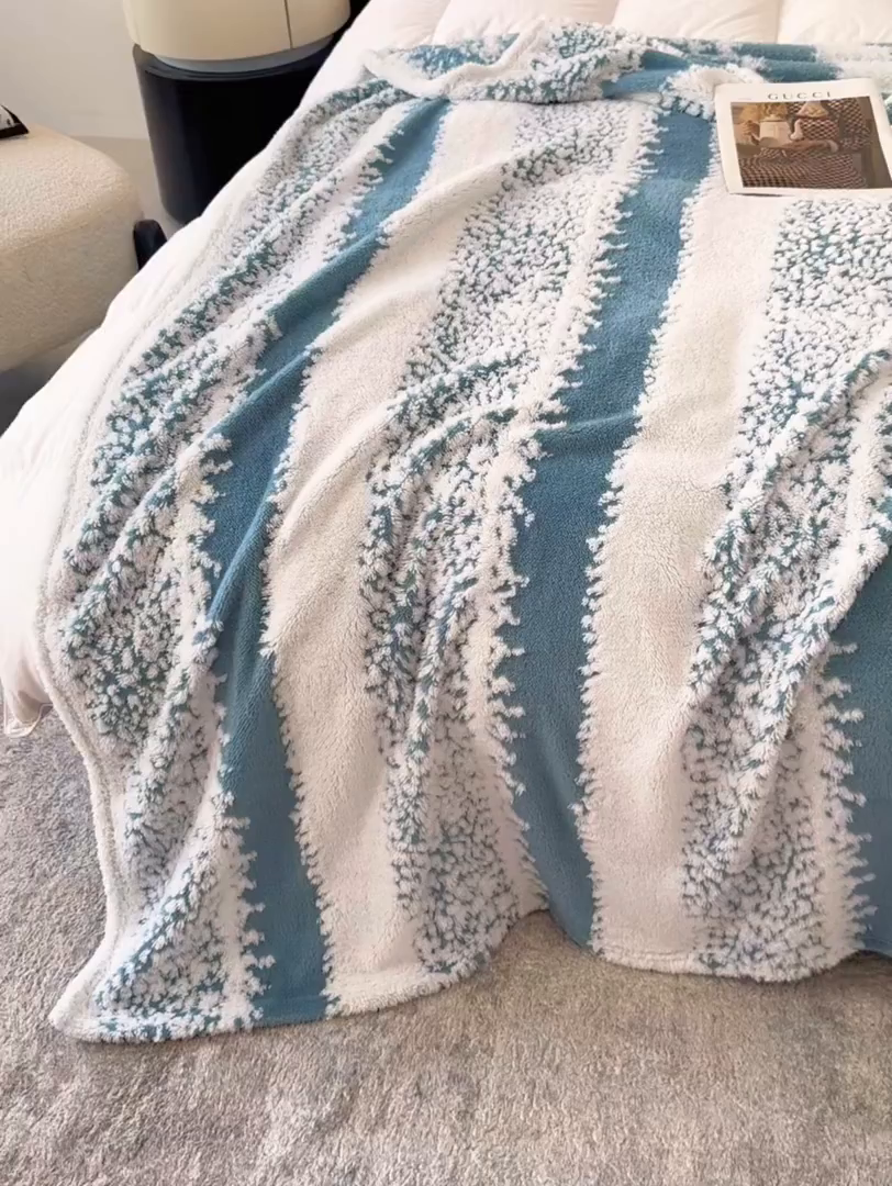91家纺网 家纺一手货源 找家纺 畅畅家纺 2025新款超柔阳离子塔芙绒舒棉绒毛毯春秋夏盖毯 塔芙-幽蓝