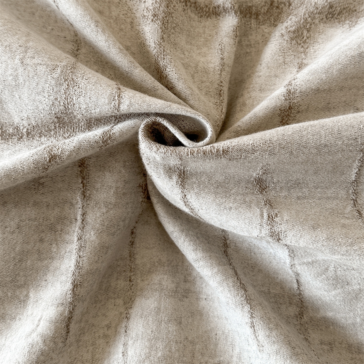 91家纺网 家纺一手货源 找家纺 蓝米卡夫 2025秋冬-棉麻色织全棉提花60支磨毛花边款（礼盒包装）提供买家秀 无限之光-卡其