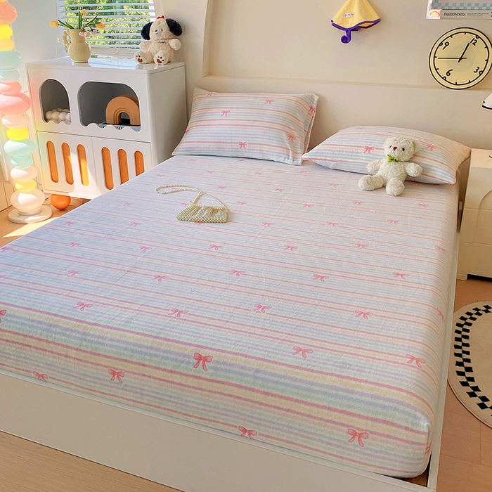 91家纺网 家纺一手货源 找家纺 艾橙家纺 2025秋冬新款高克重牛奶绒印花床笠单品床笠床笠单件 彩虹旋律