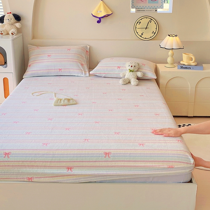 91家纺网 家纺一手货源 找家纺 艾橙家纺 2025秋冬新款高克重牛奶绒印花床笠单品床笠床笠单件 彩虹旋律